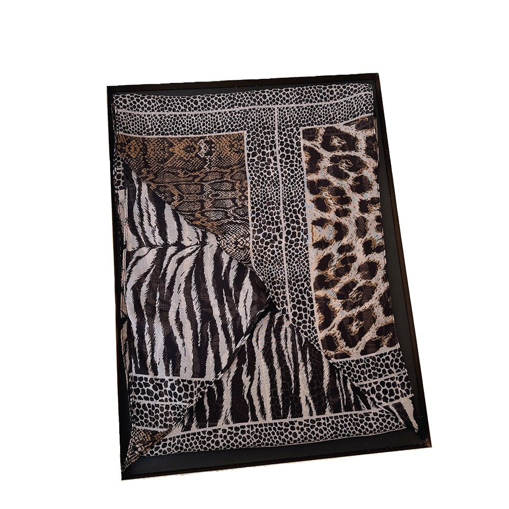 Leopard Small Long Silk Scarf  - đánh giá và giá Silk Tie Striped
