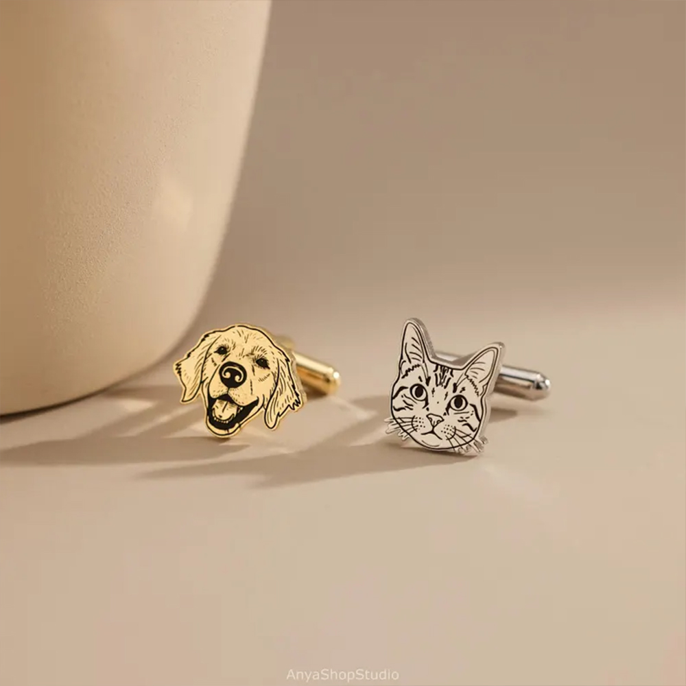 Custom Pet Portrait Cufflinks  - đánh giá và giá Tie Clip Silver