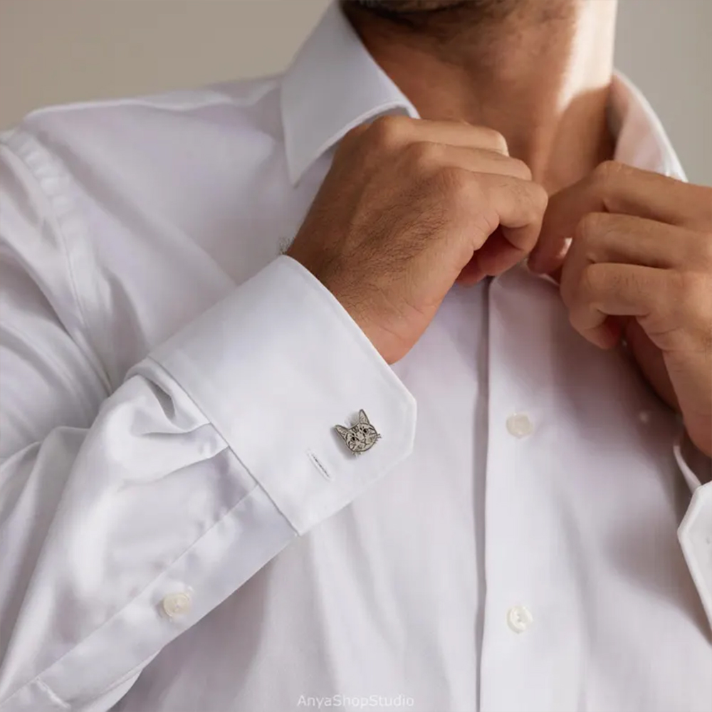 Custom Pet Portrait Cufflinks  - đánh giá và giá Tie Clip Silver