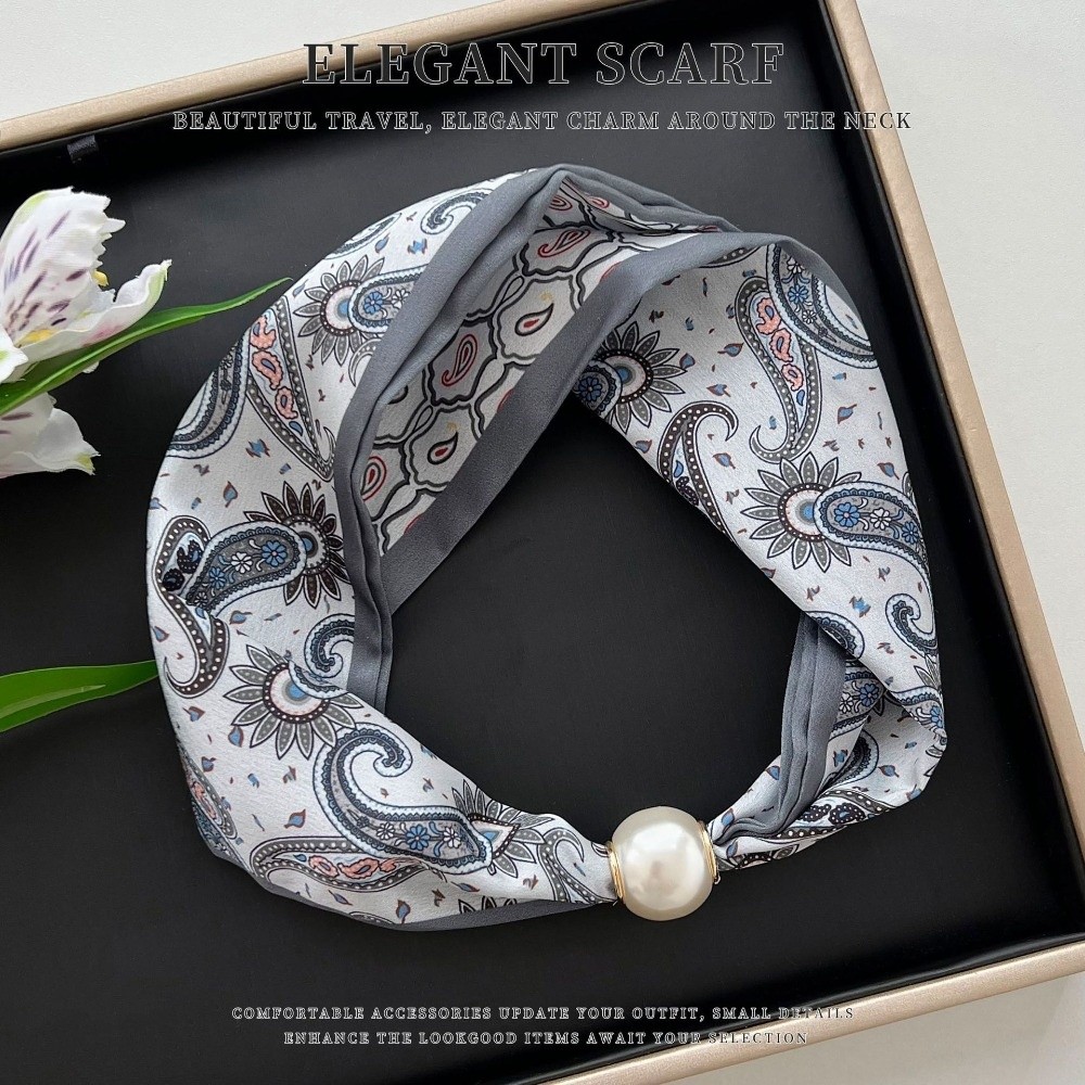 Elegant Magnetic Clasp Pearl S - đánh giá và giá Silk Neck Scarf